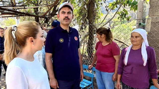 Bakan Kurum, yangından etkilenen bölgelerde inceleme yaptı