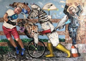 Sanatçı Sinan Hussein’in “Kaki” adlı kurgusal karaktere ilişkin aynı adı taşıyan kişisel sergisi