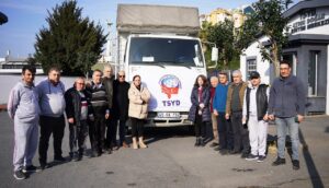 Türkiye Spor Yazarları Derneği’nin (TSYD) yardım TIR’ı deprem bölgesine