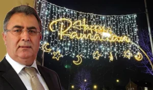 Ramazan kutlamaları kapsamında “Happy Ramadan” mahyası,
